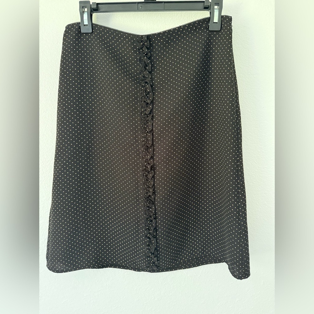 LOFT Black and White Ruched Pencil Skirt Midi Length